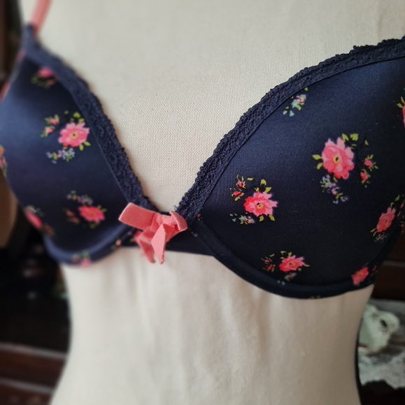 Beautiful Navy Blue and Pink Floral Lightly Lined Bra by Aerie size 32B - Picture 3 of 7